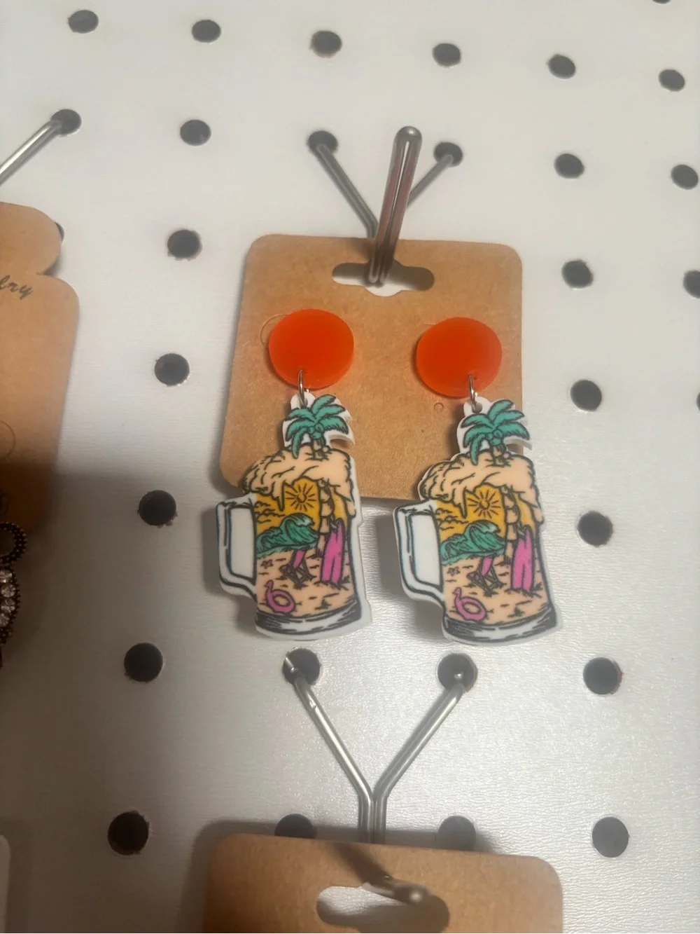 Orange Tropical Drink Dangle Earrings